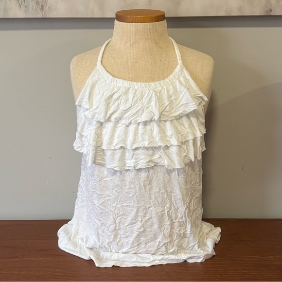 Banana Republic Tops - White Ruffled Halter Top by Banana Republic